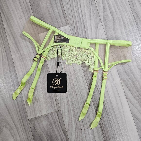 NWT Honey Birdette Amelie Lime Garter Belt Suspender Size M - Picture 2 of 5
